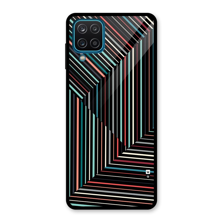 Angulars Stripes Glass Back Case for Galaxy A12