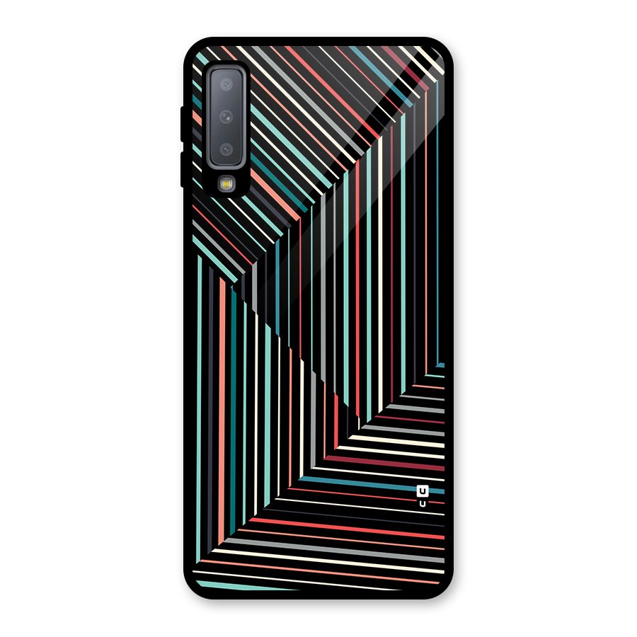 Angulars Stripes Glass Back Case for Galaxy A7 (2018)