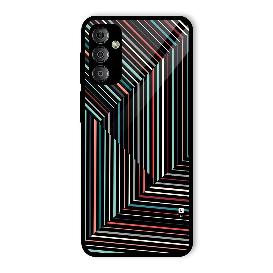 Angulars Stripes Glass Back Case for Galaxy F23