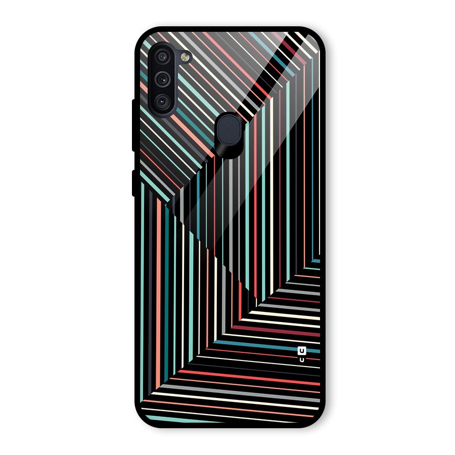 Angulars Stripes Glass Back Case for Galaxy M11