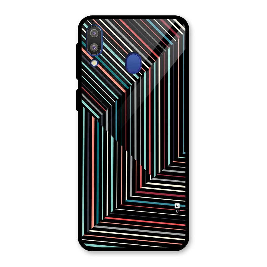 Angulars Stripes Glass Back Case for Galaxy M20