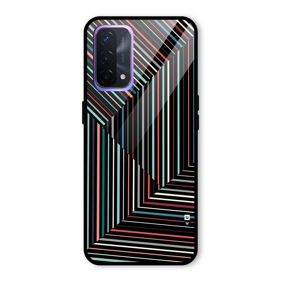 Angulars Stripes Glass Back Case for Oppo A74 5G