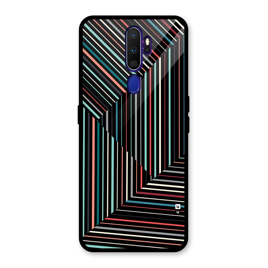 Angulars Stripes Glass Back Case for Oppo A9 (2020)