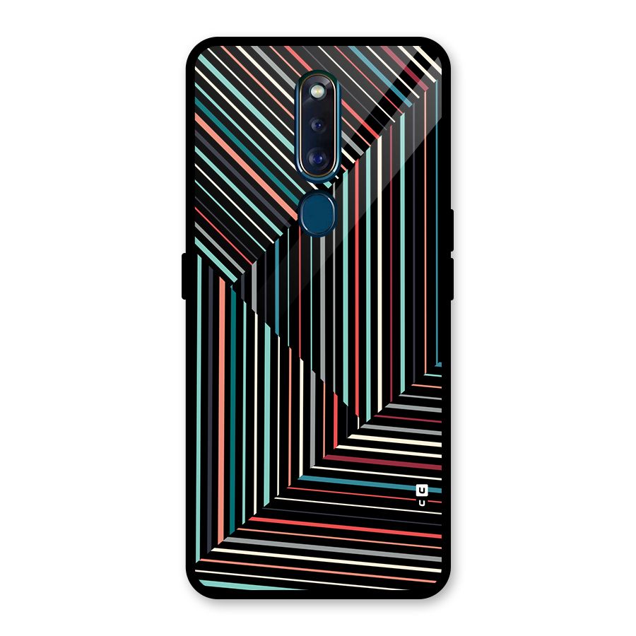 Angulars Stripes Glass Back Case for Oppo F11 Pro