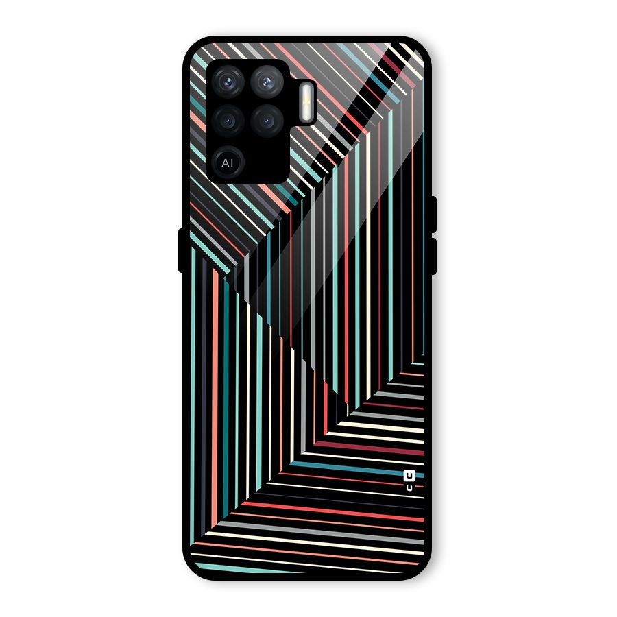 Angulars Stripes Glass Back Case for Oppo F19 Pro