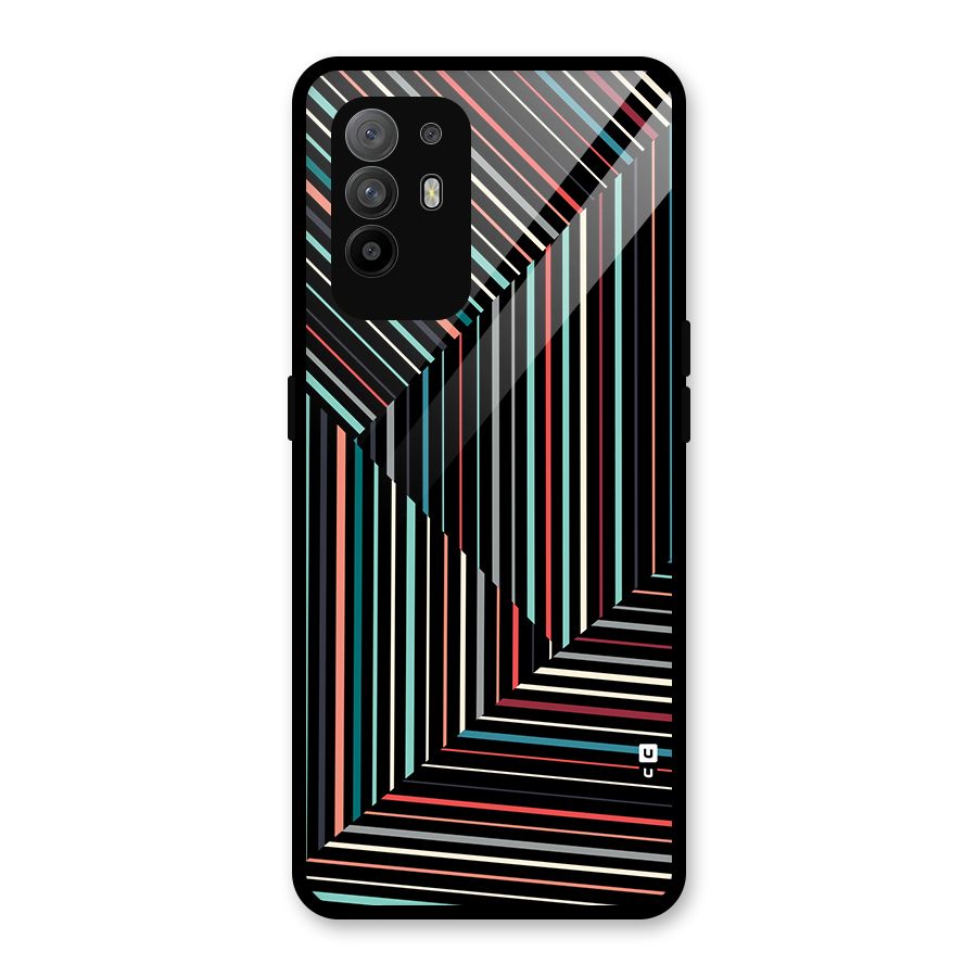 Angulars Stripes Glass Back Case for Oppo F19 Pro Plus 5G