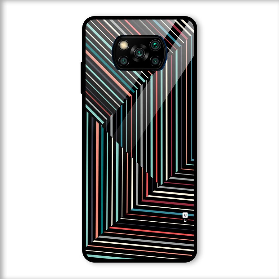 Angulars Stripes Glass Back Case for Poco X3