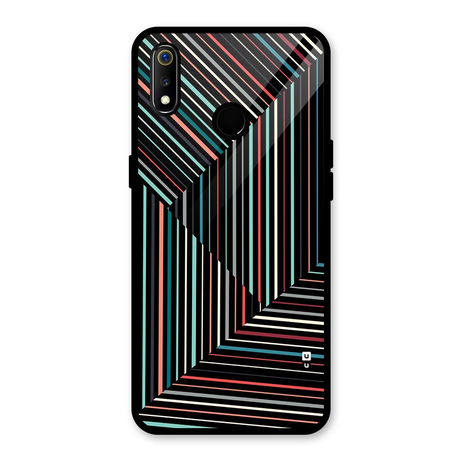 Angulars Stripes Glass Back Case for Realme 3