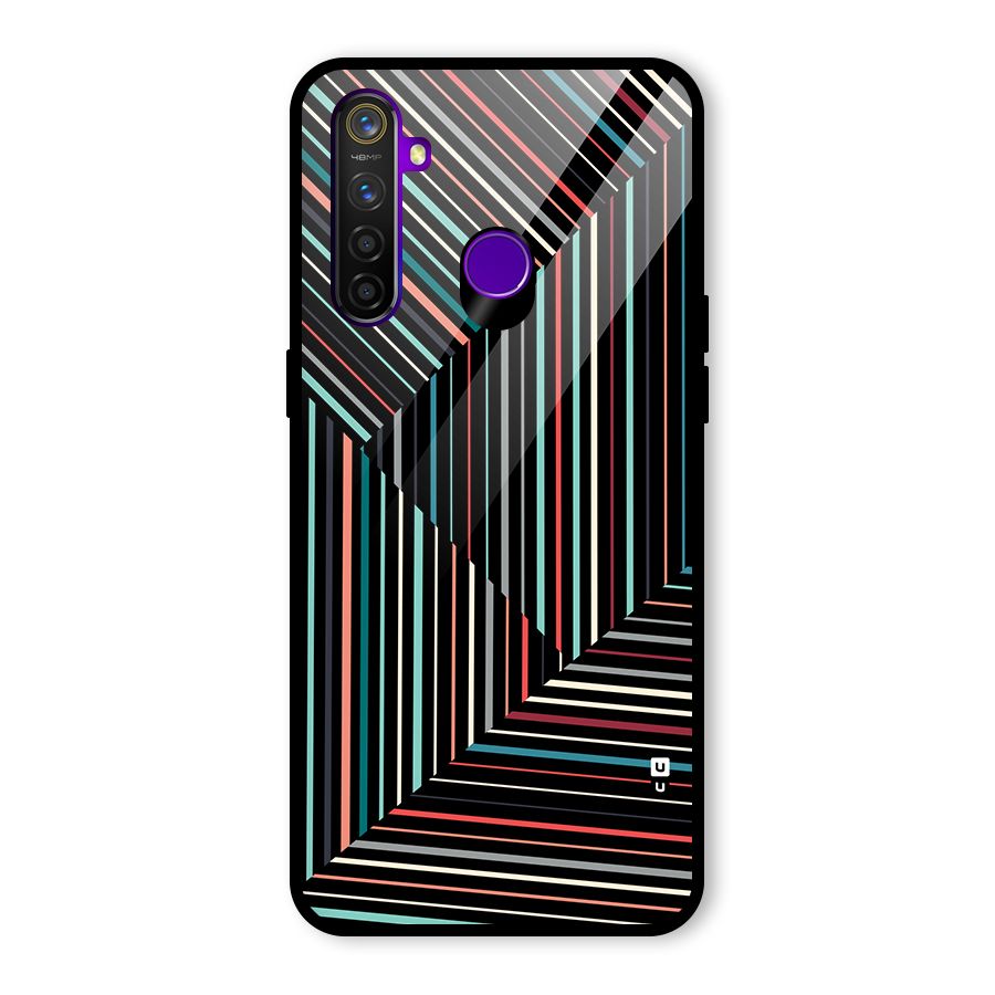 Angulars Stripes Glass Back Case for Realme 5 Pro