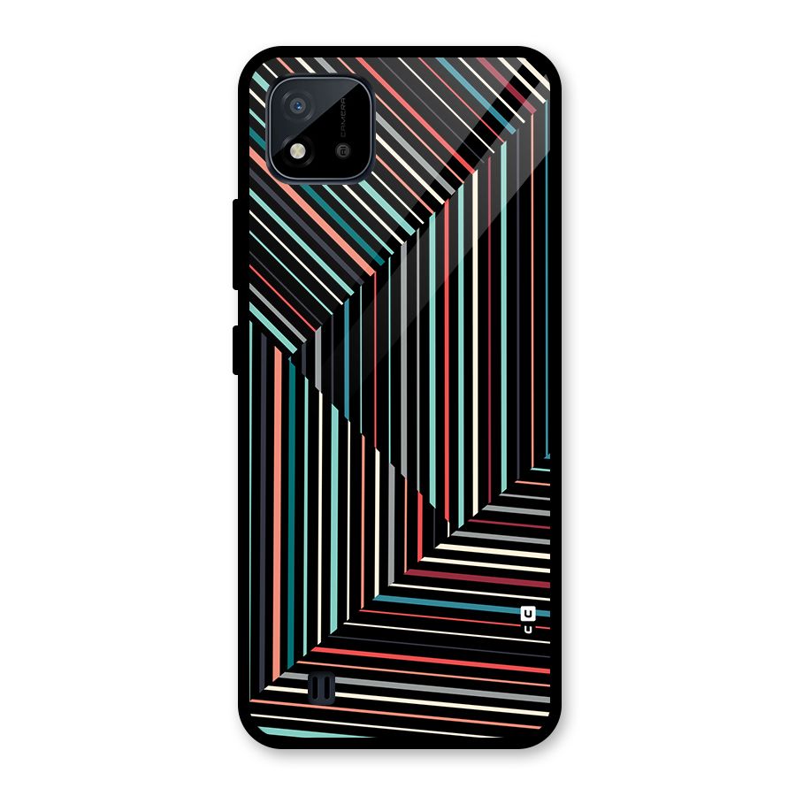 Angulars Stripes Glass Back Case for Realme C11 2021