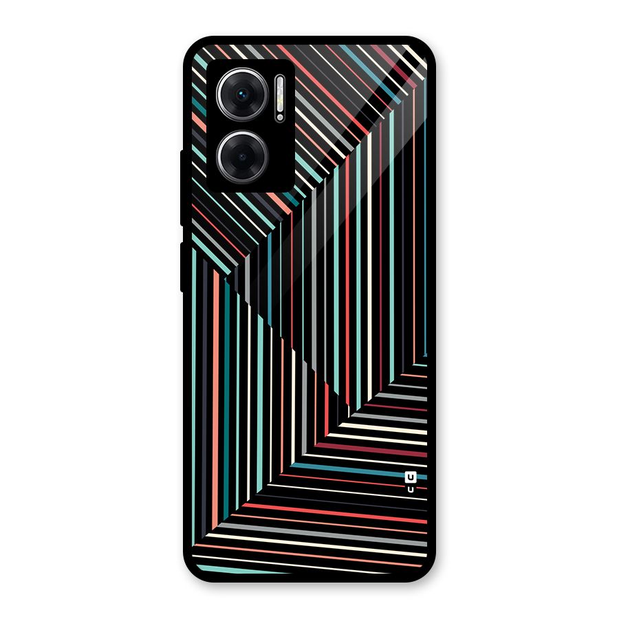 Angulars Stripes Glass Back Case for Redmi 11 Prime 5G