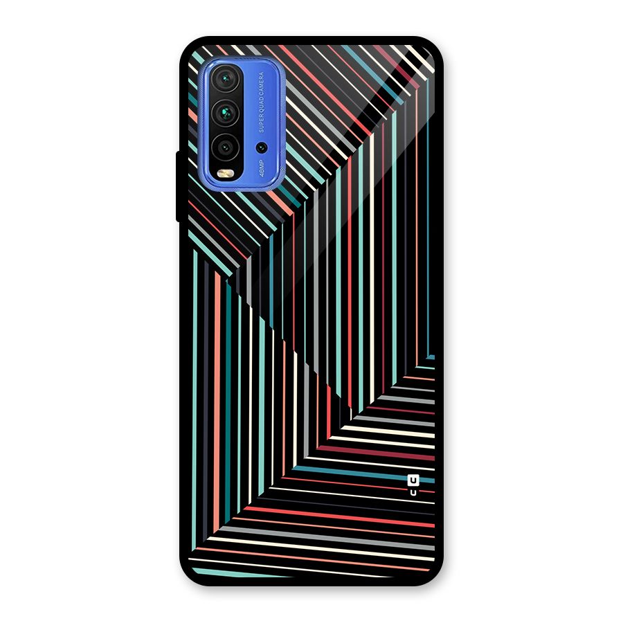 Angulars Stripes Glass Back Case for Redmi 9 Power