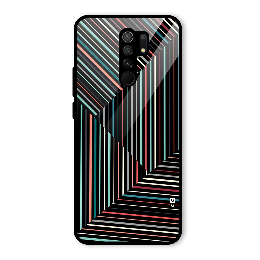 Angulars Stripes Glass Back Case for Redmi 9 Prime