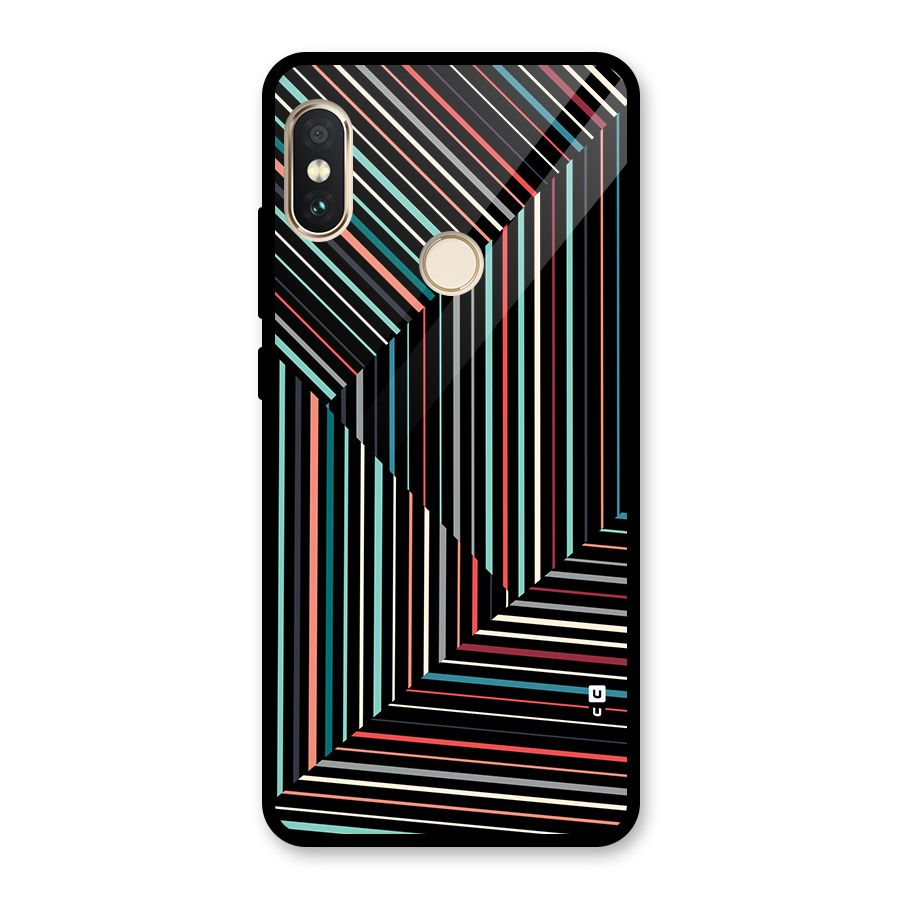 Angulars Stripes Glass Back Case for Redmi Note 5 Pro