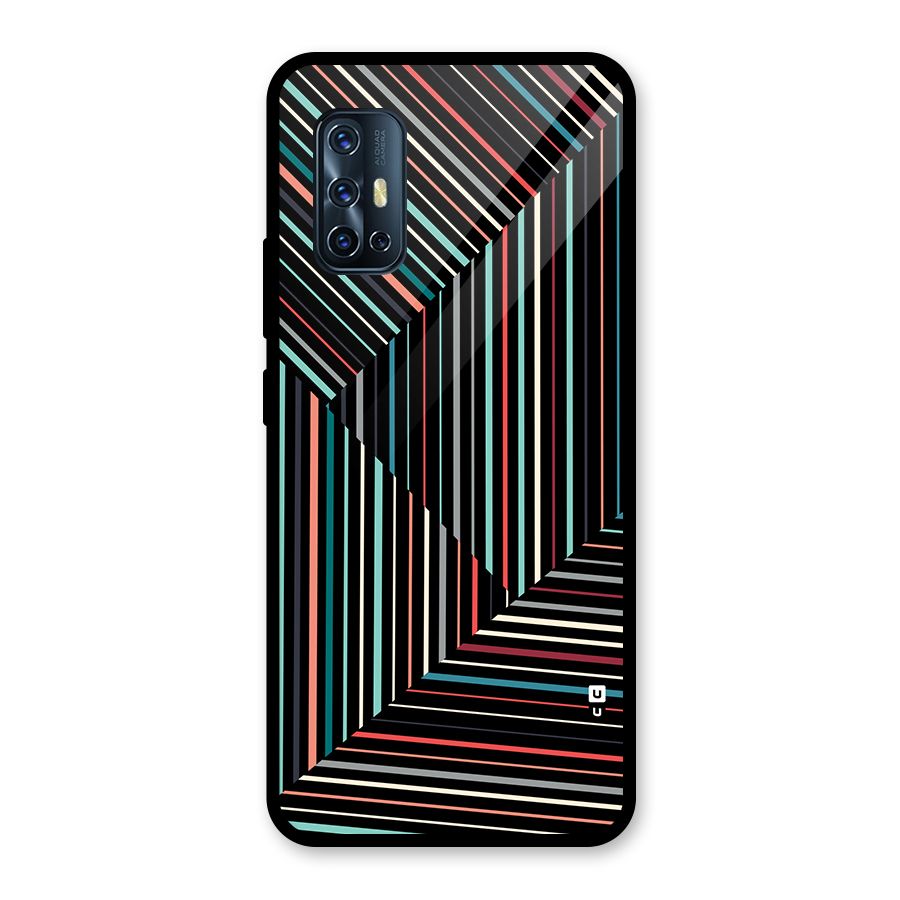 Angulars Stripes Glass Back Case for Vivo V17