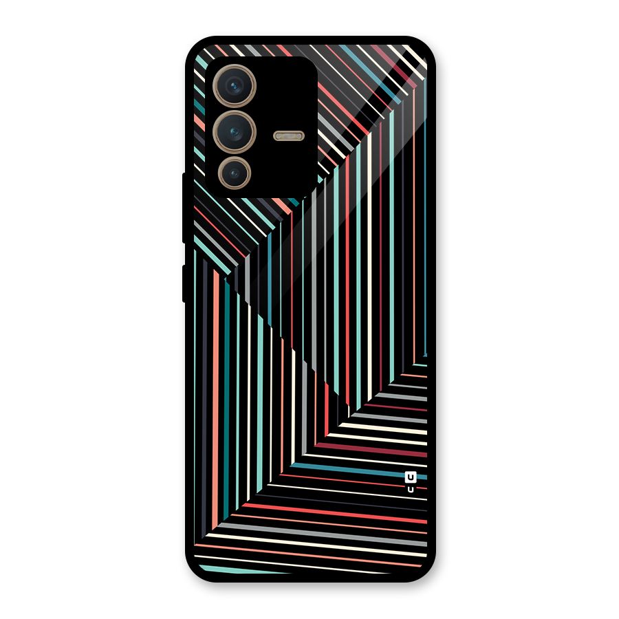Angulars Stripes Glass Back Case for Vivo V23 5G