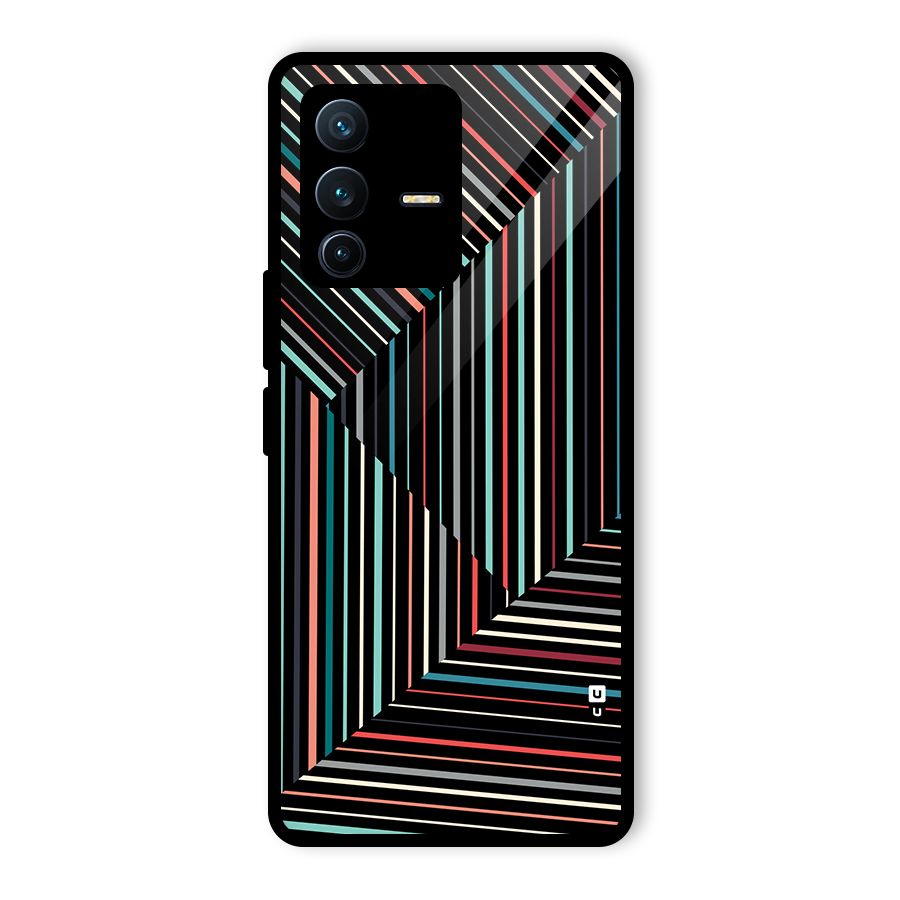 Angulars Stripes Glass Back Case for Vivo V23 Pro