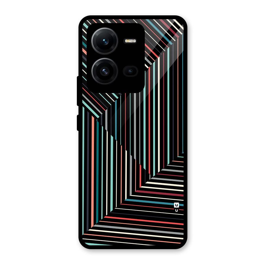 Angulars Stripes Glass Back Case for Vivo V25