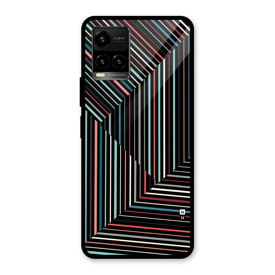 Angulars Stripes Glass Back Case for Vivo Y21 2021