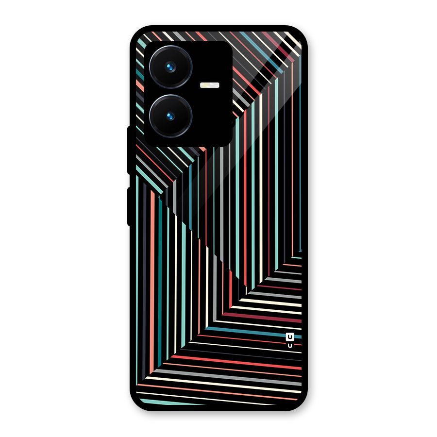 Angulars Stripes Glass Back Case for Vivo Y22s