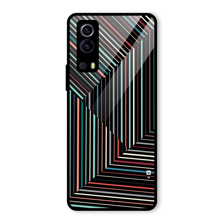 Angulars Stripes Glass Back Case for Vivo iQOO Z3