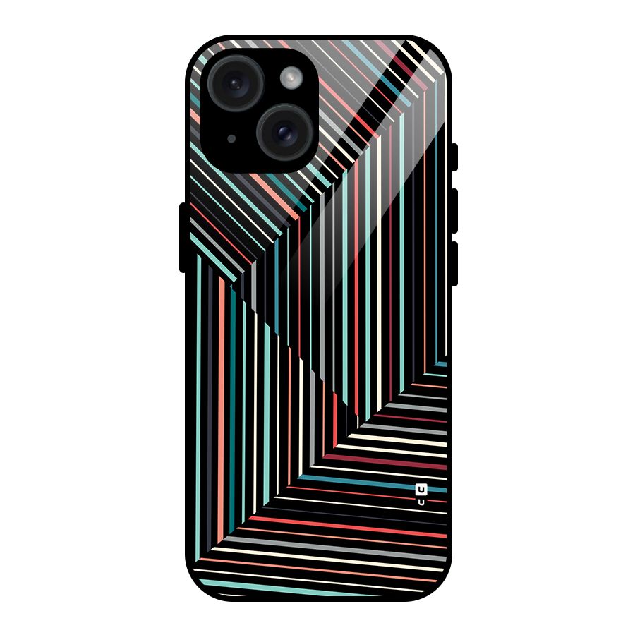 Angulars Stripes Glass Back Case for iPhone 15