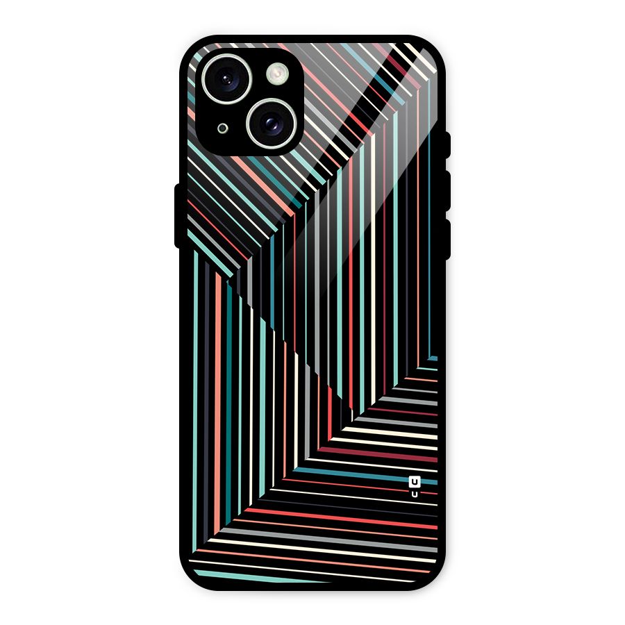 Angulars Stripes Glass Back Case for iPhone 15 Plus
