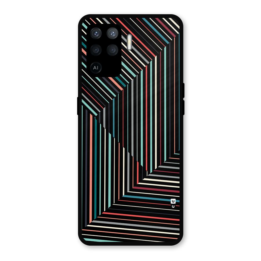 Angulars Stripes Metal Back Case for Oppo F19 Pro