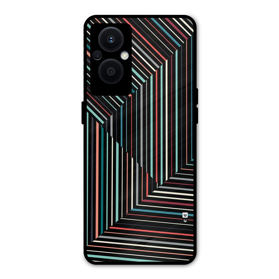 Angulars Stripes Metal Back Case for Oppo F21 Pro 5G