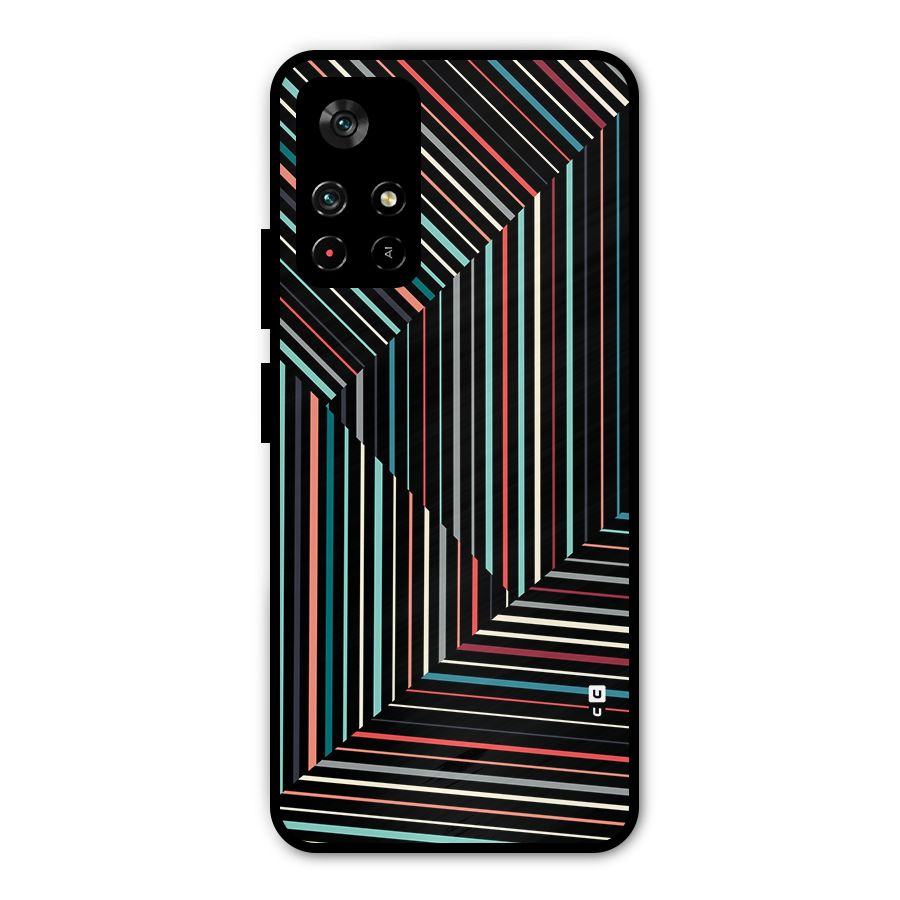 Angulars Stripes Metal Back Case for Redmi Note 11T 5G