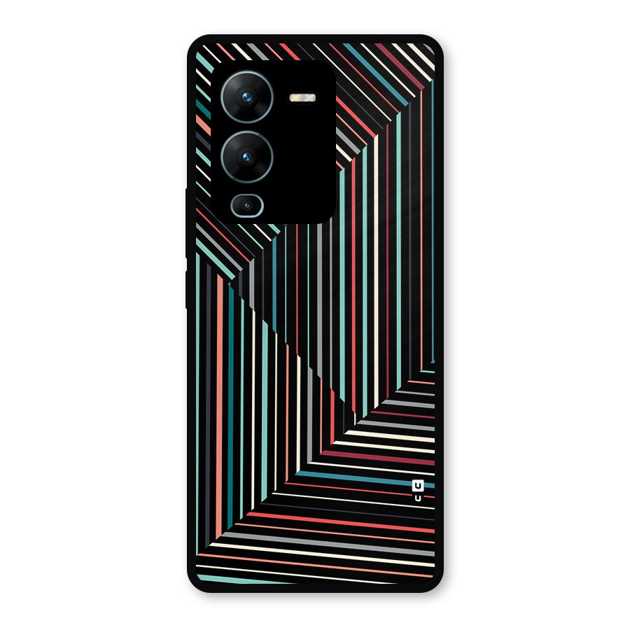 Angulars Stripes Metal Back Case for Vivo V25 Pro