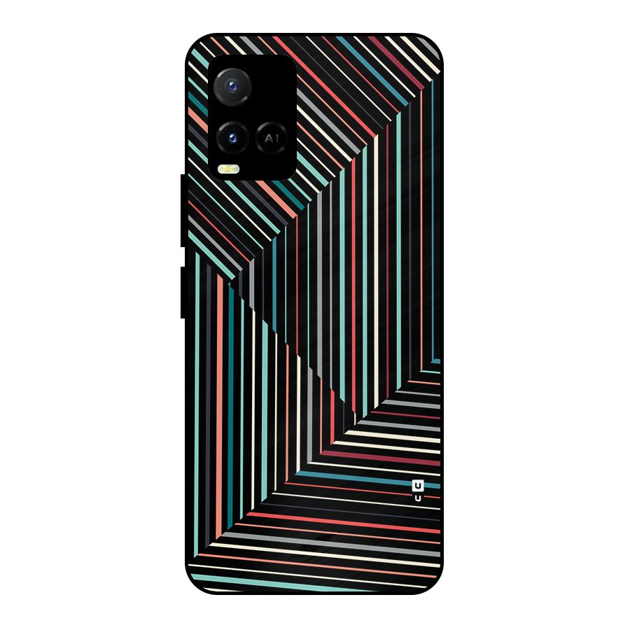 Angulars Stripes Metal Back Case for Vivo Y21A