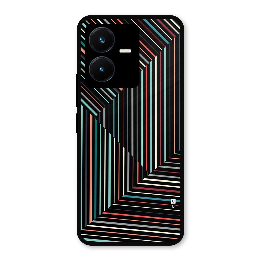 Angulars Stripes Metal Back Case for Vivo Y22s