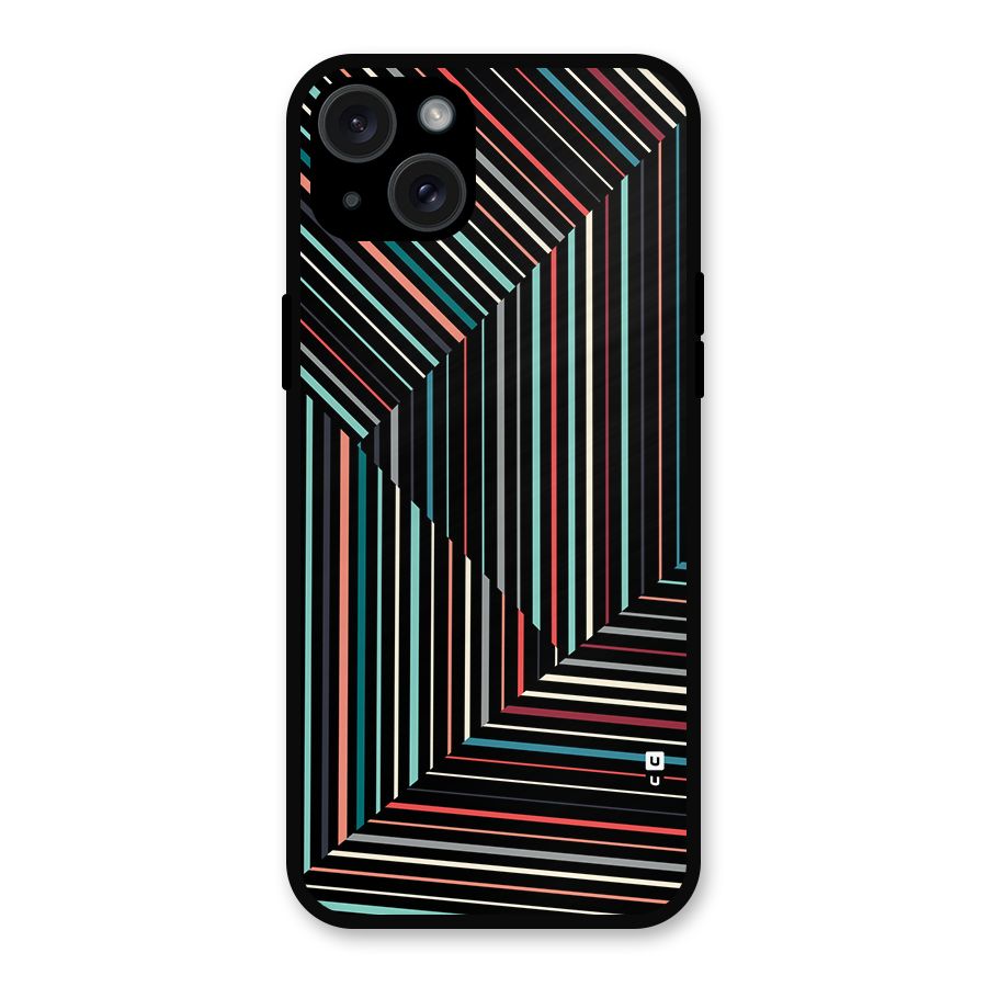 Angulars Stripes Metal Back Case for iPhone 15 Plus