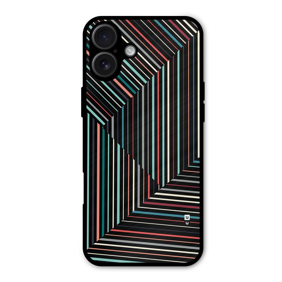 Angulars Stripes Metal Back Case for iPhone 16 Plus