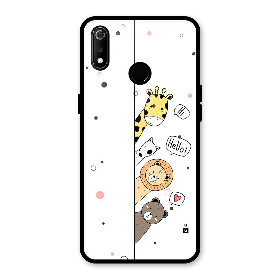 Animal Greetings Glass Back Case for Realme 3