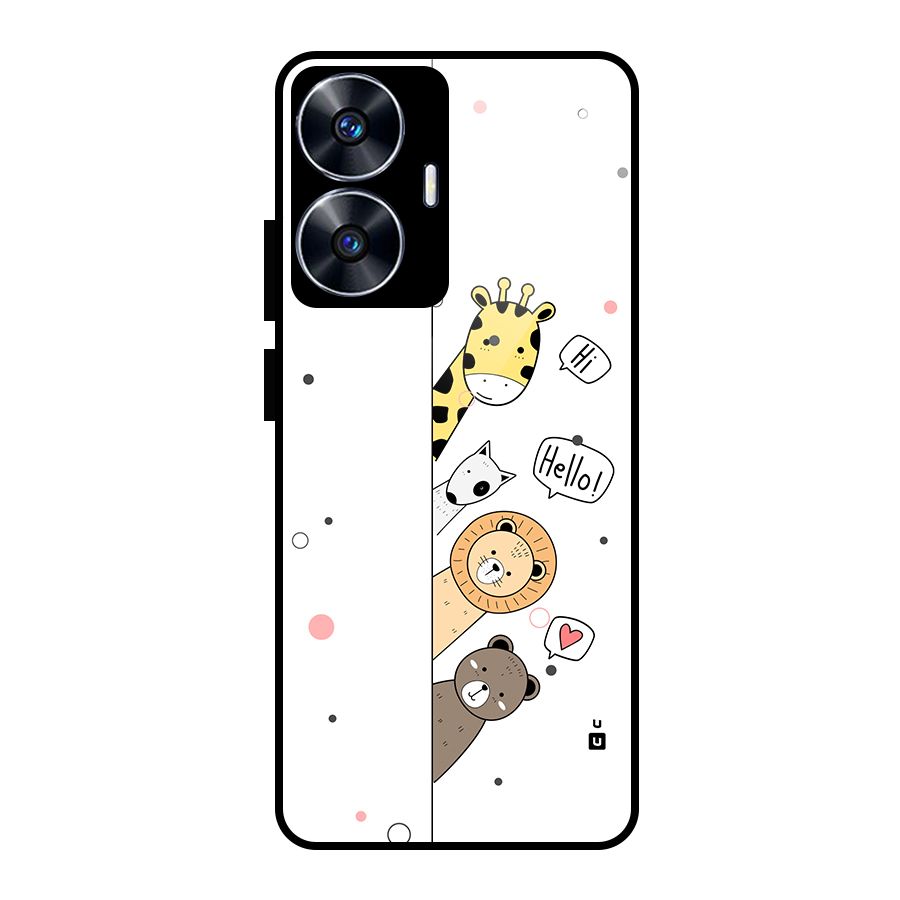 Animal Greetings Glass Back Case for Realme Narzo N55