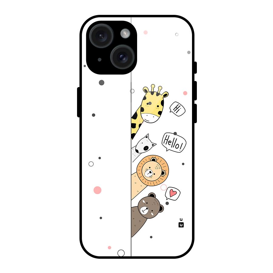 Animal Greetings Glass Back Case for iPhone 15