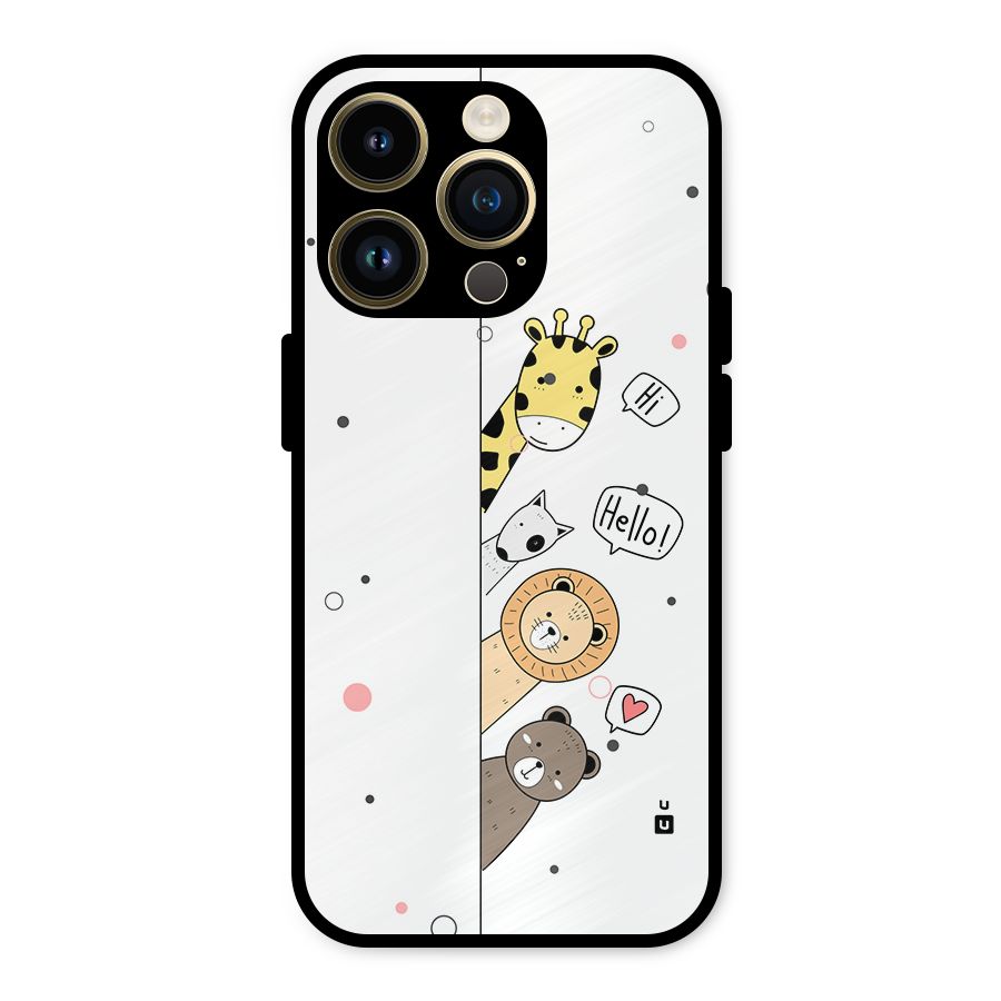 Animal Greetings Metal Back Case for iPhone 14 Pro