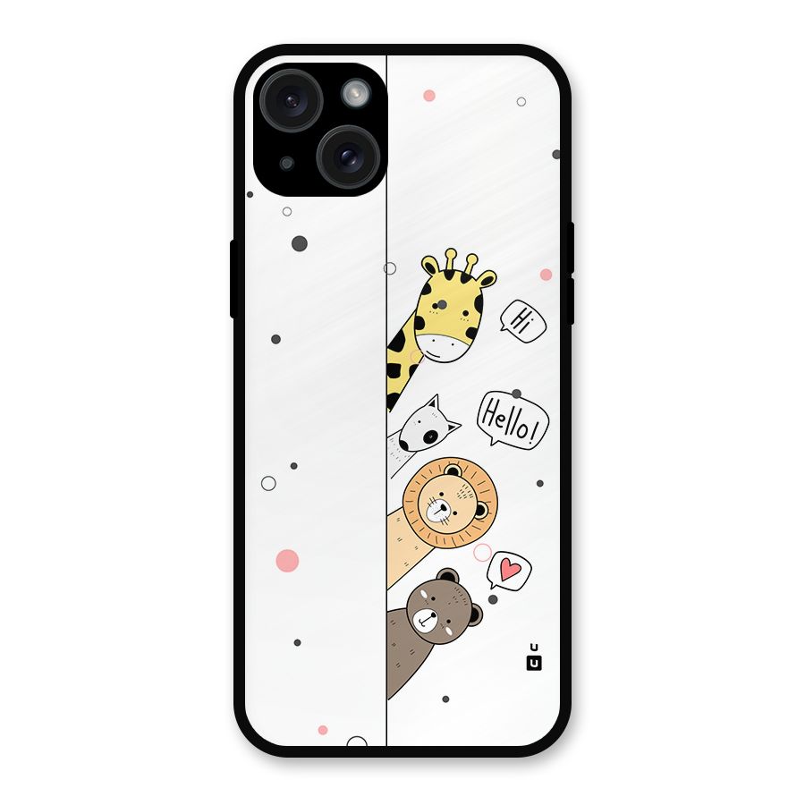 Animal Greetings Metal Back Case for iPhone 15 Plus