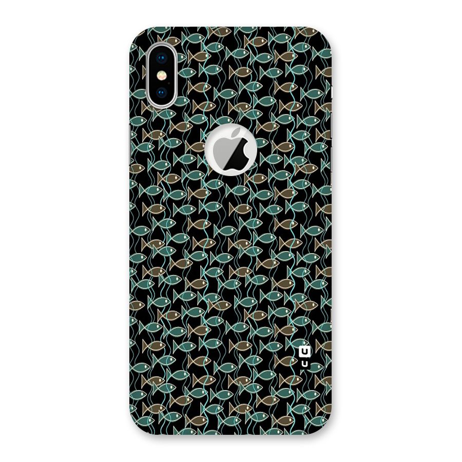Animated Fishes Art Pattern Back Case for iPhone X Logo Cut