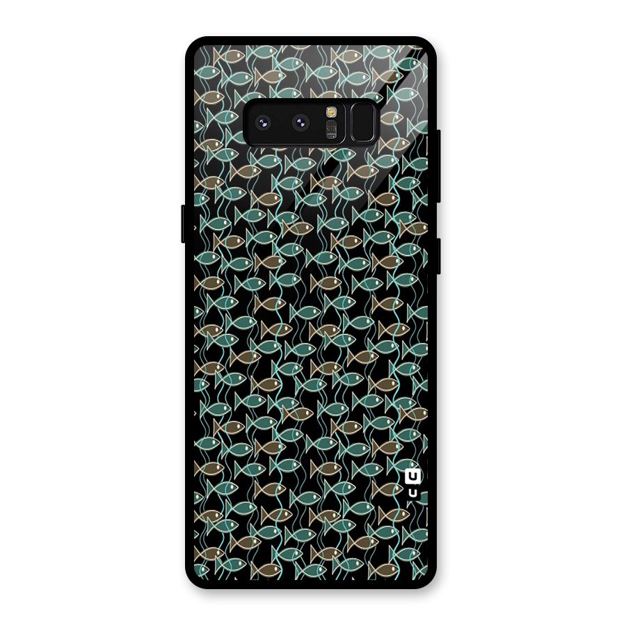 Animated Fishes Art Pattern Glass Back Case for Galaxy Note 8