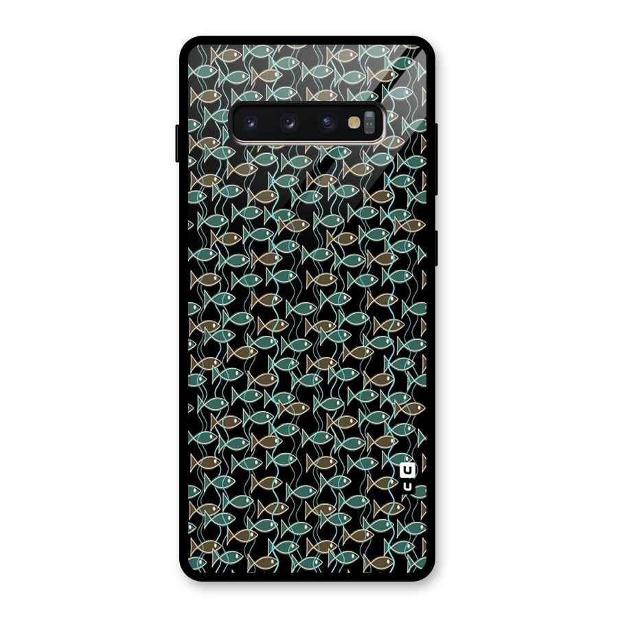 Animated Fishes Art Pattern Glass Back Case for Galaxy S10 Plus