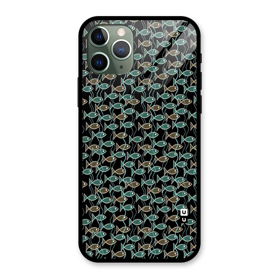 Animated Fishes Art Pattern Glass Back Case for iPhone 11 Pro