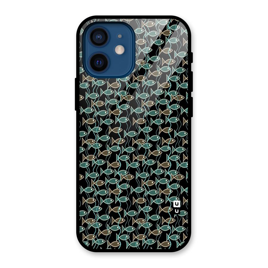 Animated Fishes Art Pattern Glass Back Case for iPhone 12 Mini