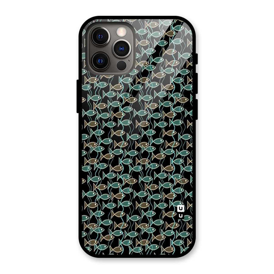 Animated Fishes Art Pattern Glass Back Case for iPhone 12 Pro