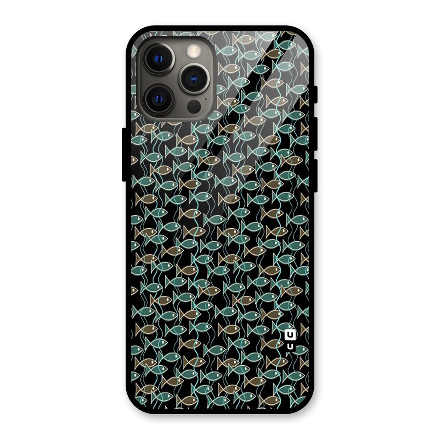 Animated Fishes Art Pattern Glass Back Case for iPhone 12 Pro Max