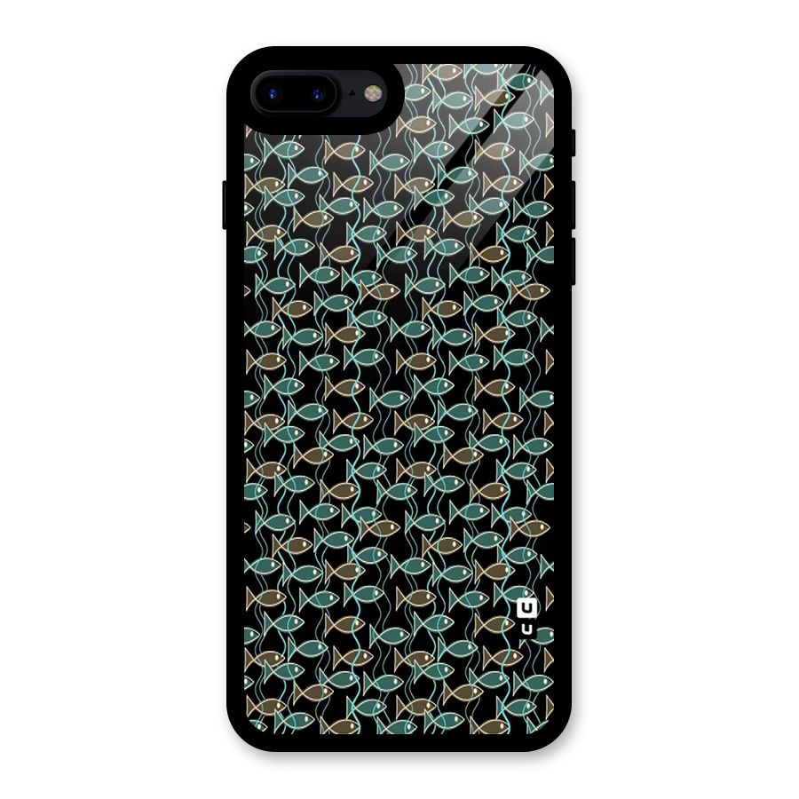 Animated Fishes Art Pattern Glass Back Case for iPhone 7 Plus