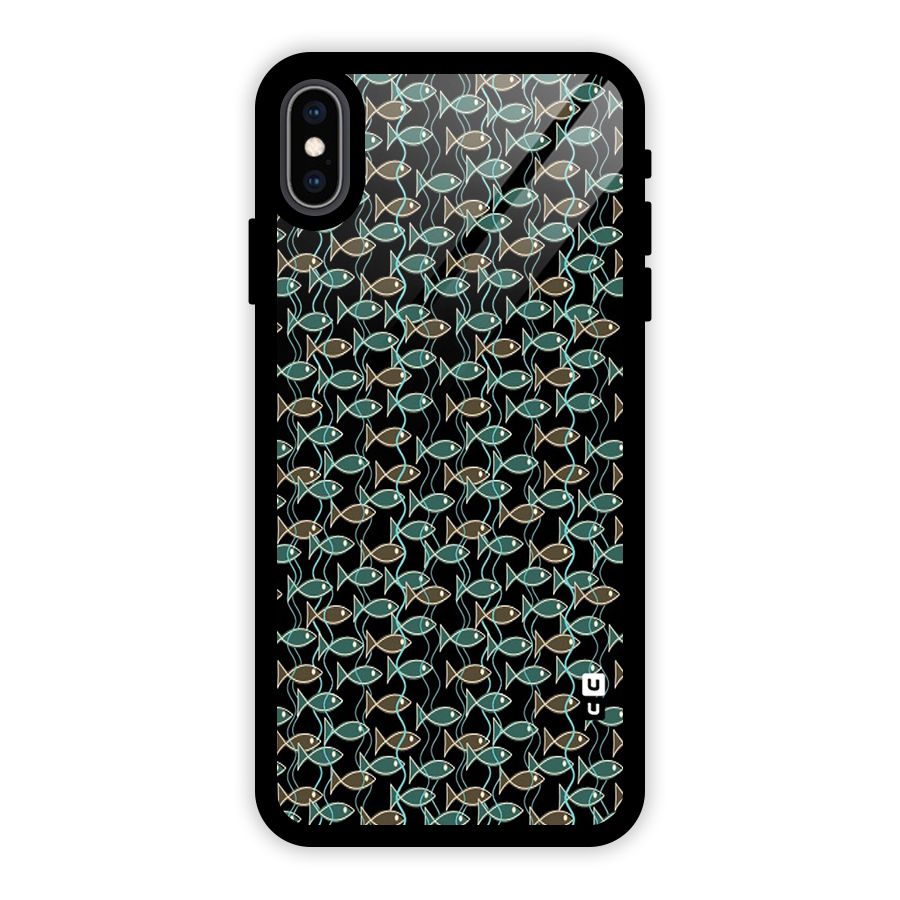 Animated Fishes Art Pattern Glass Back Case for iPhone XS Max