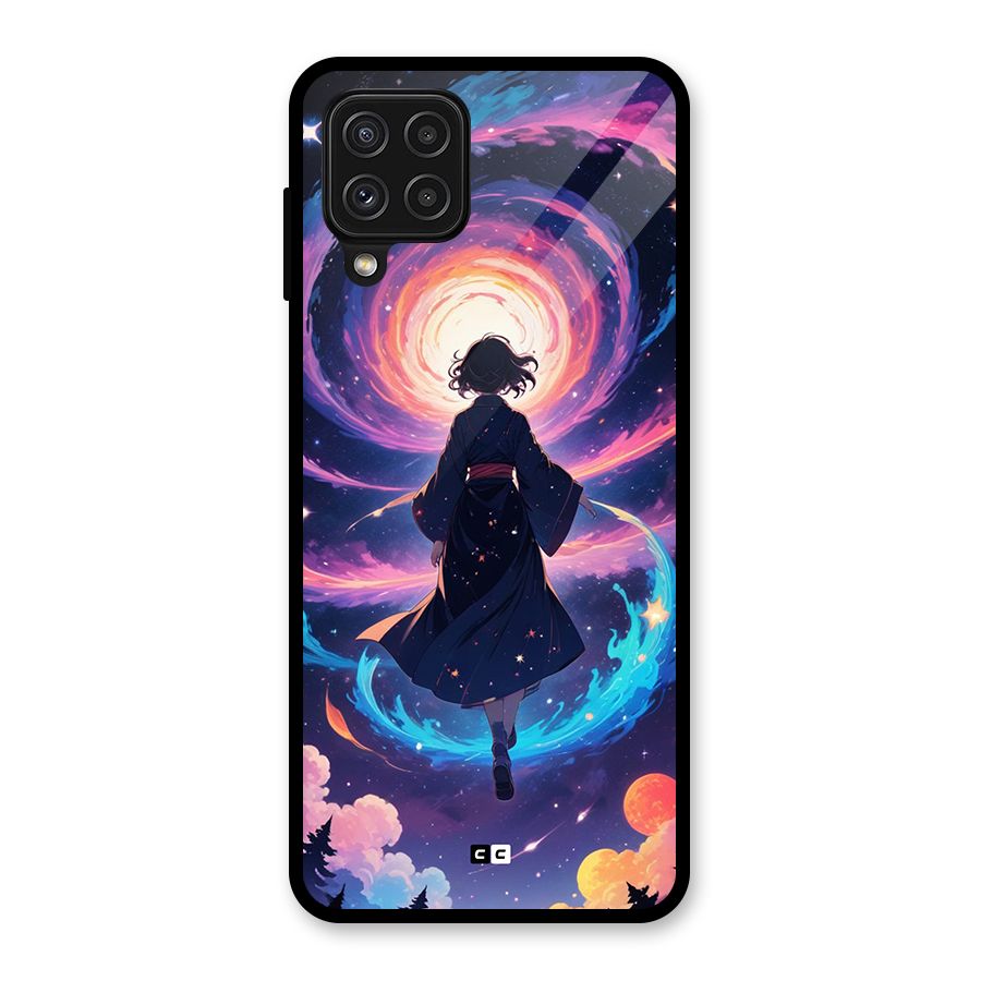 Anime Galaxy Girl Glass Back Case for Galaxy A22 4G